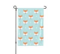 Drapeau de jardin Happy Fox 30,5 x 45,7 cm double face vertical en polyester pour décoration de maison, porche, ferme, patio, pelouse
