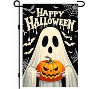 Drapeau de jardin Happy Halloween double face fantôme citrouille drapeau de cour effrayant Trick or Treat Bannière Automne Vacances