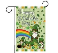 Drapeau de jardin « Happy St Patrick Day » - 30,5 x 45,7 cm - Double face - Nain de trèfle porte-bonheur - Décoration extérieure irlandaise pour maison, porche, fête de la Saint-Patrick et décorations