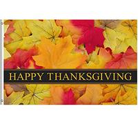 Drapeau De Jardin Happy Thanksgiving Day Fall Maple Leaves Autumn Scenery Celebrate Garden Flag Amusante Drapeau De Bienvenue Antifouling Drapeaus Décoratif Pour Pelouse Cour Pavillon 152X90CM