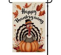 Drapeau de jardin « Happy Thanksgiving » - Petits drapeaux pour l'extérieur - 30,5 x 45,7 cm - Citrouille double face - Bannière de récolte de vacances - Décoration extérieure