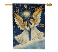 Drapeau de jardin Heavenly Angels, bannière décorative céleste bleue, double face pour Noël, vacances, extérieur, pelouse, décoration d'intérieur, drapeau de style angélique, 71 x 101,6 cm
