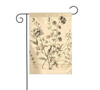 Drapeau de jardin Herbes florales Gravure botanique Drapeaux décoratifs principalement pour patios, jardins, pots de fleurs, terrasse, balcon. 30,5 x 45,7 cm