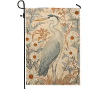 Drapeau de jardin héron, drapeau vintage gris pour décoration d'intérieur, bannière de cour, drapeau décoratif double face pour pelouse extérieure pour décoration de printemps et été, 30,5 x 45,7 cm