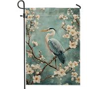 Drapeau De Jardin Héron Élégant Oiseau Bleu Pride Flag Antifouling Drapeaus Décoratif Premium Drapeau De Bienvenue Pour Home Pelouse Pavillon 30X45Cm