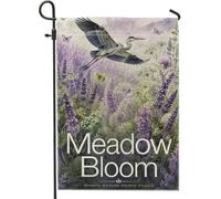 Drapeau de jardin héron, lavande botanique, papillon, printemps, violet, toile de jute double face, drapeaux extérieurs décoratifs pour extérieur, porche, pelouse, terrasse, 30,5 x 45,7 cm