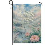 Drapeau de jardin héron, nénuphar, libellule printanière, pêche double face, en toile de jute, drapeaux décoratifs pour extérieur, porche, pelouse, terrasse, 30,5 x 45,7 cm