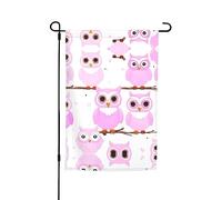 Drapeau de jardin hibou mignon, drapeau de cour imprimé recto verso, drapeaux rustiques mignons pour décoration extérieure 12 x 18 pouces