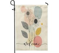 Drapeau de jardin hippie abstrait tournesols 30,5 x 45,7 cm double face pour décoration extérieure, esthétique et florale avant cour, drapeau de maison, fleur funky extérieur, petit drapeau de pelouse