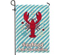 Drapeau de jardin homard, corail nautique d'été, étoile de mer, rouge été double face, petit drapeau de jardin, cour pour extérieur, porche, pelouse, terrasse, 30,5 x 45,7 cm