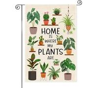 Drapeau de jardin « Home Is Where My Plants Are » - Bannière double face pour décoration d'intérieur et d'extérieur - Cadeau de pendaison de crémaillère