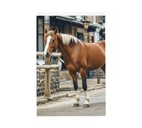 Drapeau de jardin « Horse in the Street » - 61 x 91 cm - Ne se décolore pas - Double face - Bannière d'extérieur pour cour, porche, pelouse