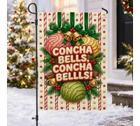 Drapeau de jardin humoristique avec citation de Noël Concha 30,5 x 45,7 cm | Thème pain sucré mexicain, drapeau de cour, grelots de pin, décoration de jardin de vacances, bâtons de cannelle