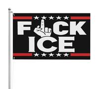 Drapeau de jardin humoristique « Fuck Ice » 90 x 150 cm (3 x 5 pi) - Soutien aux immigrants - Décoration extérieure double face 3 couches