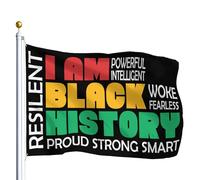 Drapeau De Jardin I Am Black History Resilent Roud Strong Smart Powerful Intelligent Woke Fearless Garden Flag Amusante Drapeau De Bienvenue Antifouling Pride Flag Pour Patio Cour 152X90CM