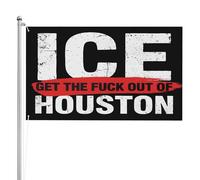 Drapeau de jardin « ICE Out of Houston » 120 x 180 cm (4 x 6 pi) - Anti-ICE - Résistance à l’ICE - Décoration extérieure double face 3 couches
