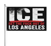 Drapeau de jardin « ICE Out of LA » 1,5 x 2,4 m (5 x 8 pi) - Anti-ICE - Résistance à l’ICE - Décoration extérieure double face 3 couches