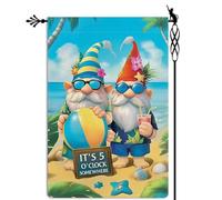 Drapeau De Jardin Il est 17 heures quelque part Gnome Drapeau intérieure | 30x45cm pelouse drapeaux drôle Bannière pour Pelouse Maison Arredamento