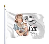 Drapeau De Jardin I'M Talking To My Cat Today Pride Flag Couleur Vive Drapeau De Bienvenue Premium Garden Flag Pour Patio Pelouse Pavillon 152X90CM