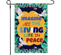 Drapeau de jardin Imagine All the People Living Life in Peace Printemps Été Automne Drapeau Double Face Polyester Vertical Petit Gard