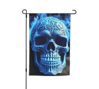 Drapeau de jardin imprimé 3D tête de mort bleue double face pour ferme vacances cour drapeau 30,5 x 45,7 cm bannière extérieure saisonnière pour printemps été pelouse porche décoration d'intérieur