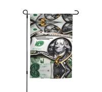 Drapeau de jardin imprimé à motifs de billets de banque (12 x 18 pouces) - Parfait pour les patios, les balcons, les arrière-cours, les pelouses et les jardins