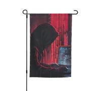 Drapeau de jardin imprimé attaque pirate informatique, drapeau de jardin pour décoration de patio, porche ou pelouse