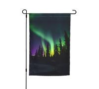 Drapeau de jardin imprimé aurores boréales sombres - Drapeau décoratif pour extérieur, cour, maison, extérieur, terrasse, pelouse