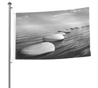 Drapeau de jardin imprimé avec pierres zen grises de 1,5 x 2,4 m pour décoration d'intérieur ou d'extérieur
