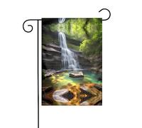Drapeau de jardin imprimé avec vue sur la cascade 30,5 x 45,7 cm, chic, vertical, double face, décoration pour toutes les saisons