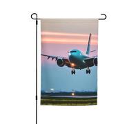 Drapeau de jardin imprimé avion dans les lumières du soir 30,5 x 45,7 cm, décoration extérieure pour cour, patio, porche et pelouse