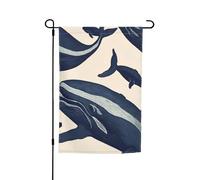 Drapeau de jardin imprimé baleines 01 - Drapeau de maison - Drapeau d'extérieur - Décoration de vacances - 30,5 x 45,7 cm