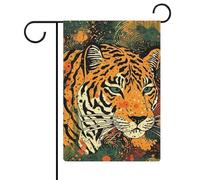 Drapeau de jardin imprimé botanique tigre 30,5 x 45,7 cm double face drapeau extérieur drapeau d'été drapeau floral bienvenue drapeaux de jardin saisonniers décorations de vacances