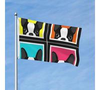 Drapeau de jardin imprimé bouledogue français, 152 cm x 91 cm, avec œillets, en polyester double face