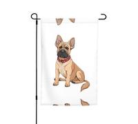 Drapeau de jardin imprimé bouledogue français 30,5 x 45,7 cm - Drapeau décoratif en polyester imprimé double face durable pour cour, terrasse et balcon