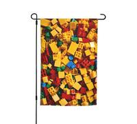Drapeau de jardin imprimé brique colorée, drapeau de jardin double face, décoration de cour, drapeau de plage d'été, drapeau de jardin