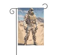 Drapeau de jardin Imprimé camouflage désert Drapeaux décoratifs principalement pour patios, jardins, pots de fleurs, terrasse, balcon. 12 x 18 pouces