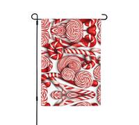Drapeau de jardin imprimé cannes de bonbon 71,1 x 101,6 cm double face, drapeau extérieur de bienvenue saisonnière pour maison extérieure, printemps, été, automne, décoration de cour