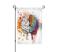 Drapeau de jardin imprimé cerveau gauche et droit 71,1 x 101,6 cm, drapeau de maison double face en polyester pour terrasse, porche, pelouse, décoration extérieure
