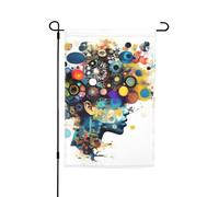 Drapeau de jardin imprimé cerveau intelligence artificielle double face pour décorations extérieures