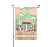 Drapeau de jardin imprimé champignon de rêve (12 x 18 pouces) - Parfait pour les patios, les balcons, les arrière-cours, les pelouses et les jardins
