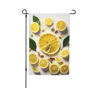 Drapeau de jardin imprimé citron jaune, drapeau de jardin double face pour petite cour, décoration d'été, plage, jardin