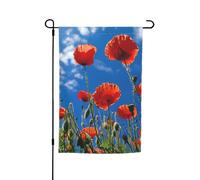 Drapeau de jardin imprimé coquelicots sur ciel bleu, 30,5 x 45,7 cm, décoration extérieure pour cour, patio, porche et pelouse