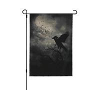 Drapeau de jardin imprimé corbeau nocturne 71,1 x 101,6 cm, drapeau de maison en polyester double face pour patio, porche, pelouse, décoration extérieure