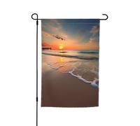 Drapeau de jardin imprimé coucher de soleil sur la plage, 30,5 x 45,7 cm, bannière double face pour extérieur, vacances, cour, porche, terrasse, arrière-cour, décoration printanière et été