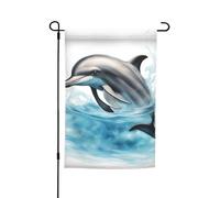 Drapeau de jardin imprimé dauphin de l'océan qui vous regarde, drapeau de jardin double face, décoration intérieure ou extérieure, 30,5 x 45,7 cm