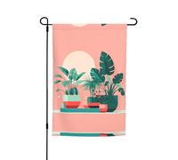 Drapeau de jardin imprimé de belles plantes vertes en pot (12 x 18 pouces) - Parfait pour les patios, les balcons, les arrière-cours, les pelouses et les jardins