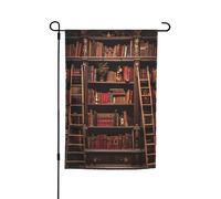 Drapeau de jardin imprimé de bibliothèque 30,5 x 45,7 cm, décoration extérieure pour cour, patio, porche et pelouse