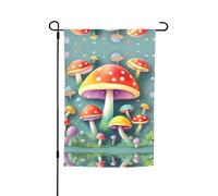 Drapeau de jardin imprimé de champignons colorés mignons (12 x 18 pouces) - Parfait pour les patios, les balcons, les arrière-cours, les pelouses et les jardins
