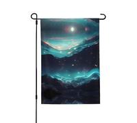 Drapeau de jardin imprimé double face avec étoiles de science-fiction (71,1 x 101,6 cm), drapeau de bienvenue pour les vacances saisonnières, décoration extérieure